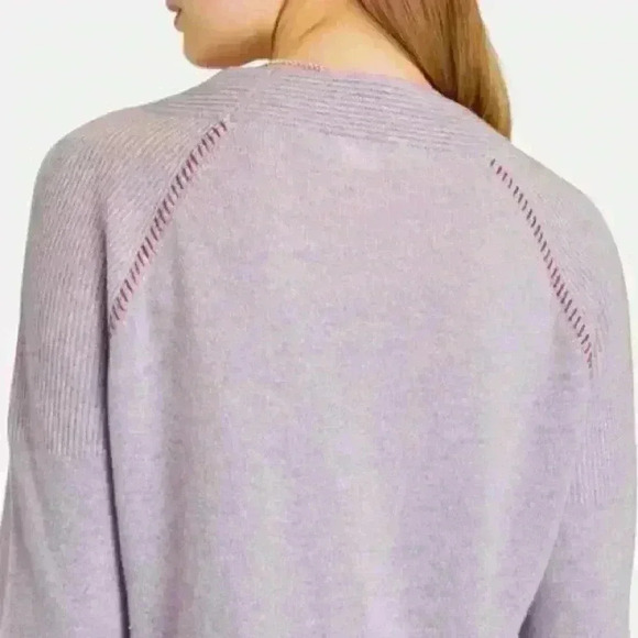 VERONICA BEARD Preta Lilac V-Neck Cashmere Sweater - Picture 15 of 15